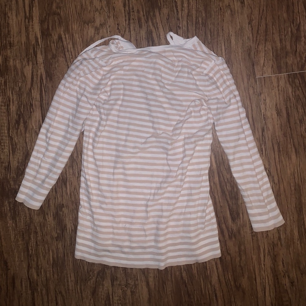 LOFT Womens Tan & White Striped Sweater - Picture 6 of 6